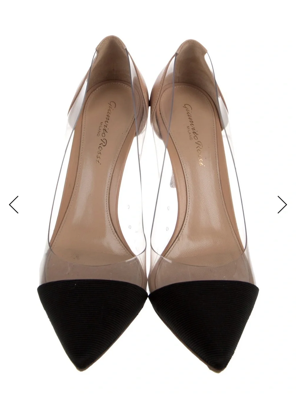 Gianvito Rossi Clear PVC Pumps with Black Pointed Toe